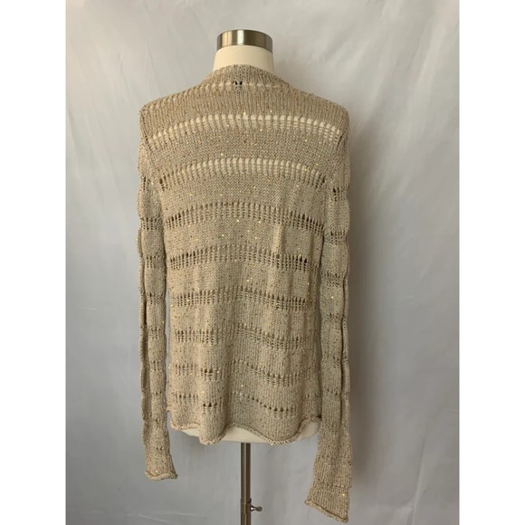 Splendid Size S Gold Sequin Cascading Waterfall Open Cardigan - Picture 6 of 9